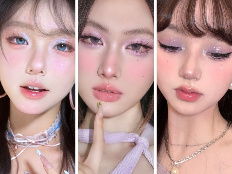 Makeup tone tím pastel